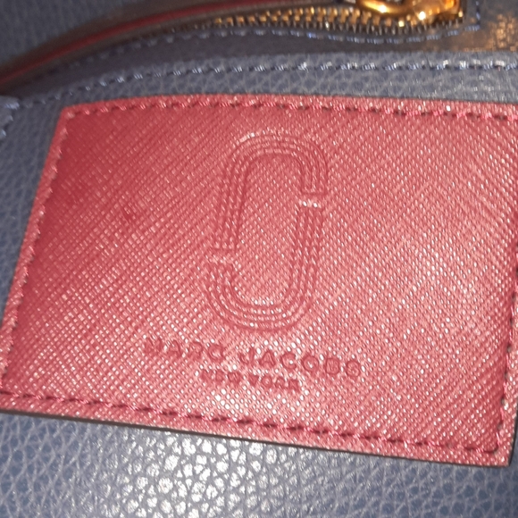 MARC JACOBS Editor Leather Tote Bag Blue Sea Navy Red Everyday Versatile Classic - Picture 10 of 16